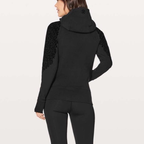 Lululemon Scuba Hoodie Light Cotton Fleece (Floral Flock) Black size 4 - Picture 2 of 7